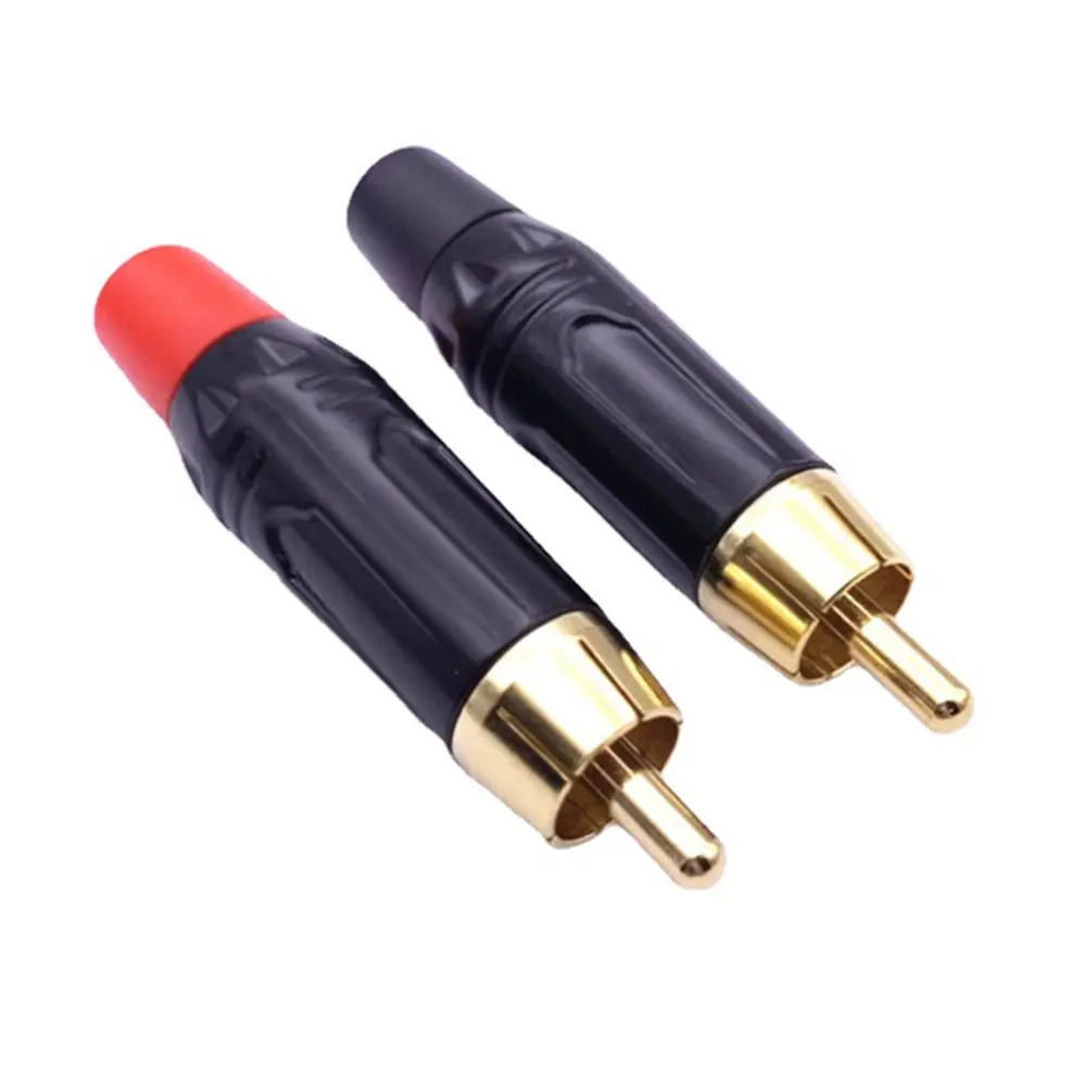 Musical Sound 2/4/8/12/24 Pcs RCA Plug Connectors Adapter Coaxial Cable Audio Jack Gold Plug Male No Solder Speaker Connector