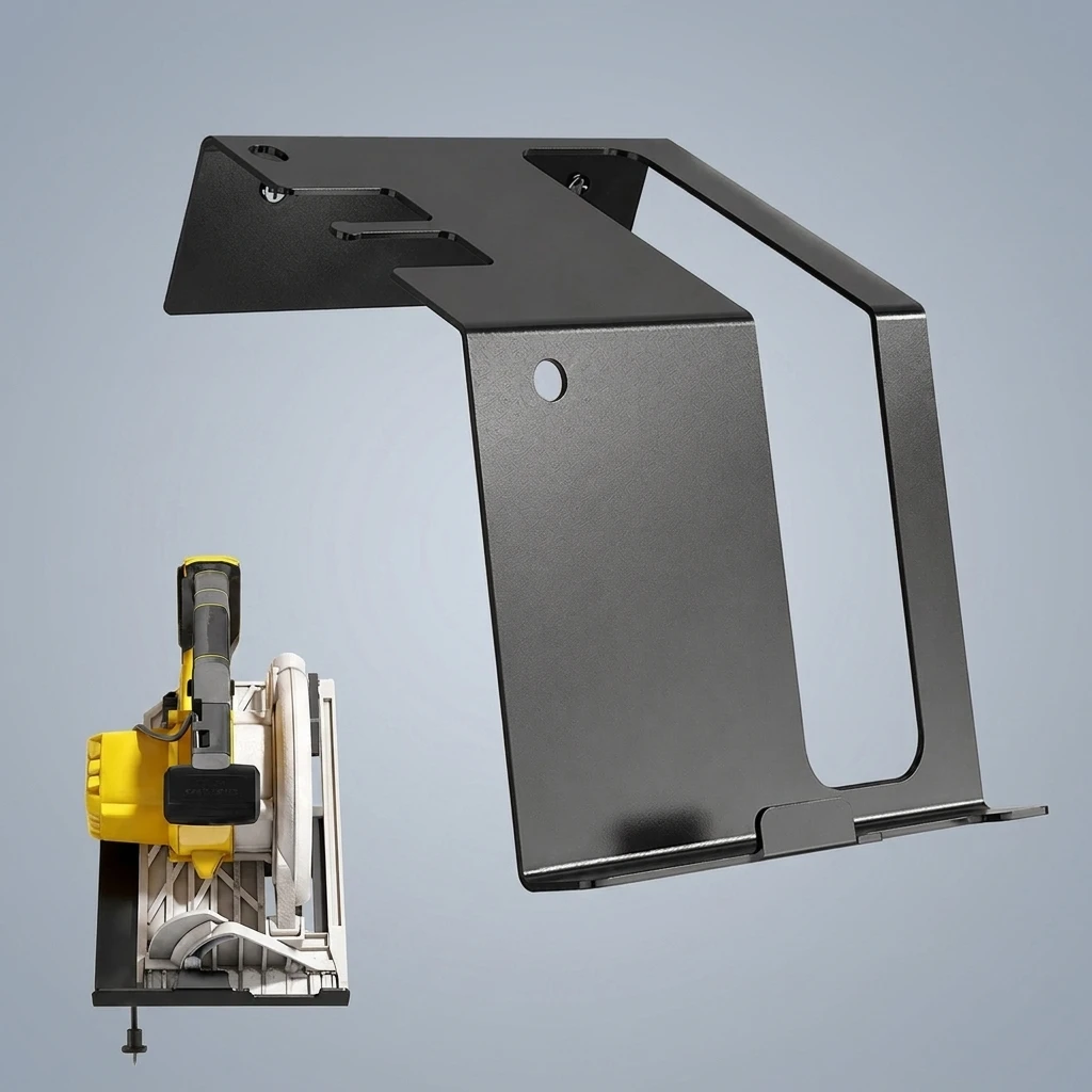 Heavy-Duty Circular Saw Holder Adjustable Tool Storage Bracket for Workshop Garage Organizer Carbon Steel Wall Mount Rack
