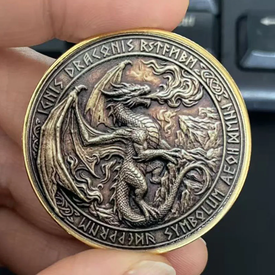 European Dragon Master of Flame Symbolum Souvenir Coin Collection Home Deocr Gift