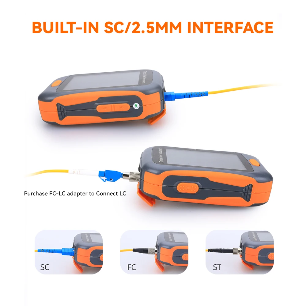 FCST080628 미니 OTDR 5-IN-1 액티브 파이버 1550nm 광섬유 반사계 및 VFL OLS OPM 이벤트맵 20/22dB 60/80Km 미니 OTDR