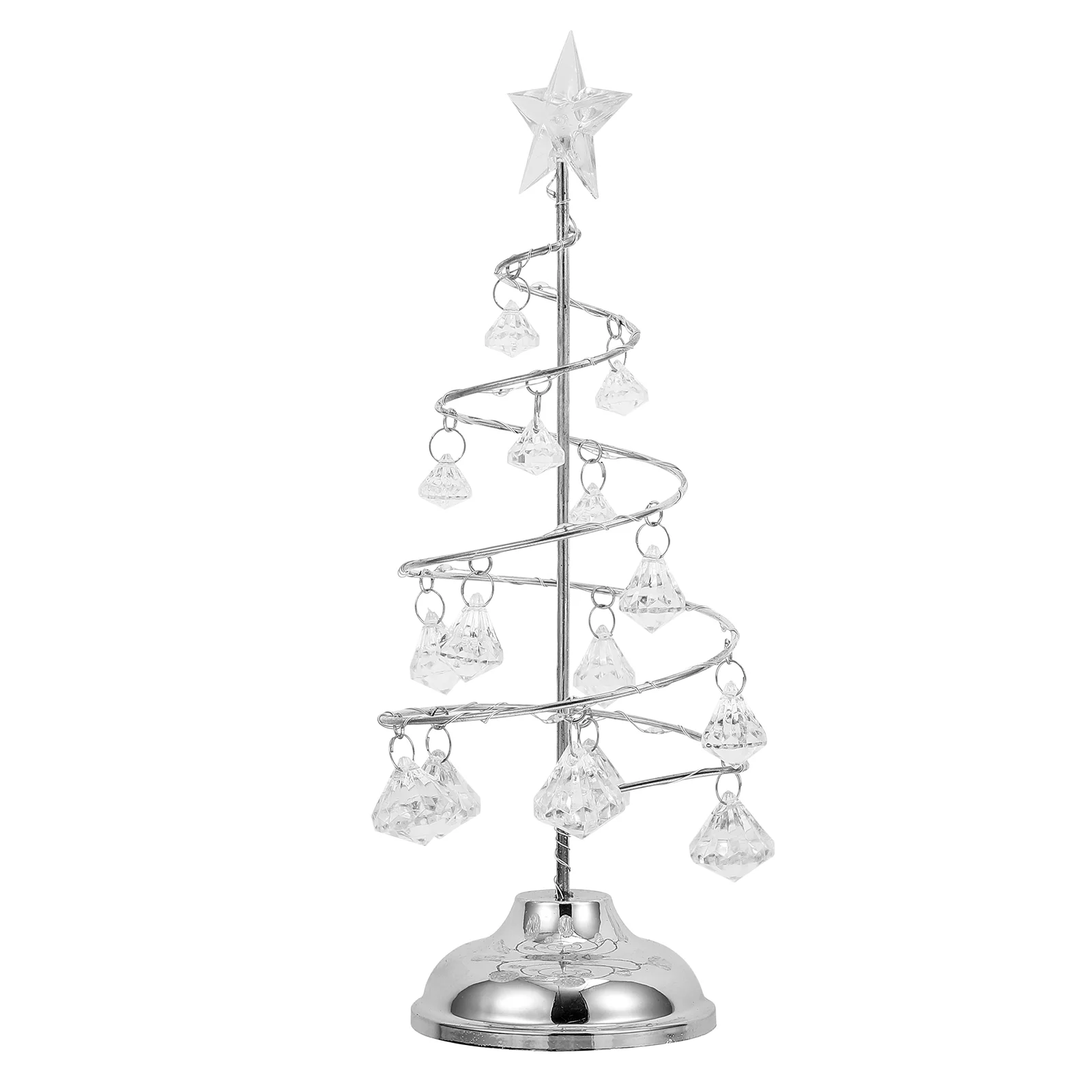 

Glowing Silver White Light Iron Crystal Christmas Tree Night Lamp Medium Size Desktop Miniature Decor Xmas Party nament