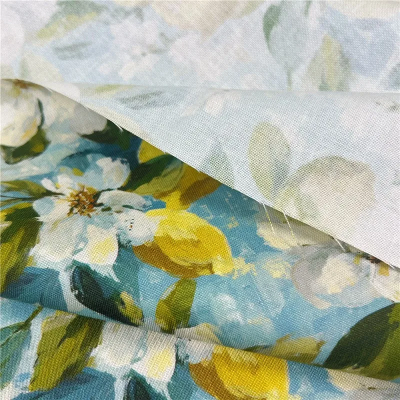 Vintage Oil Painting Grape Cherry Cotton Plain Weave Fabric Fruit Tablecloth Decor DIY Handmade Dress Sewing Textile Fabric view 4