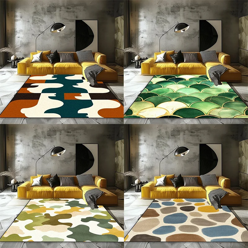 

Nordic Geometric Abstract Rug for Easy-Clean Living Room Sofa and Kids' Bedroom Non-Slip Decor
