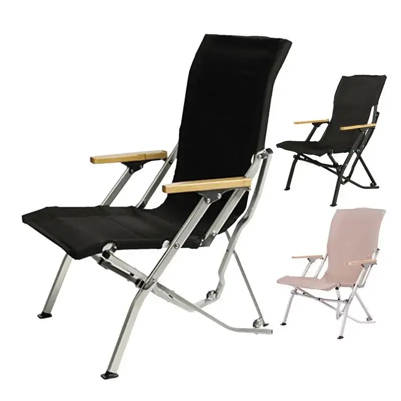 Outdoor Camping Chair Metal Frame Beach Dining Chairs With Armrest Heightened Chair Back Patio Chairs For Camping Lawn Yard