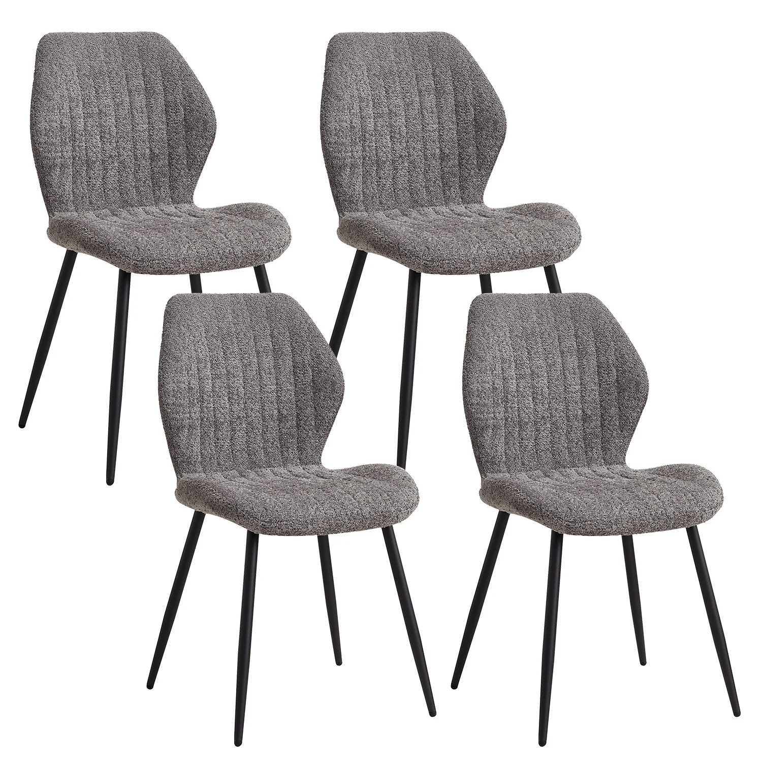 EGOONM Een set van 4 gestoffeerde gewatteerde eetkamerstoelen Linnen stof Keukenstoelen Metalen poten voor balkon Restaurant Cafe Thuiskamer - afbeelding 1