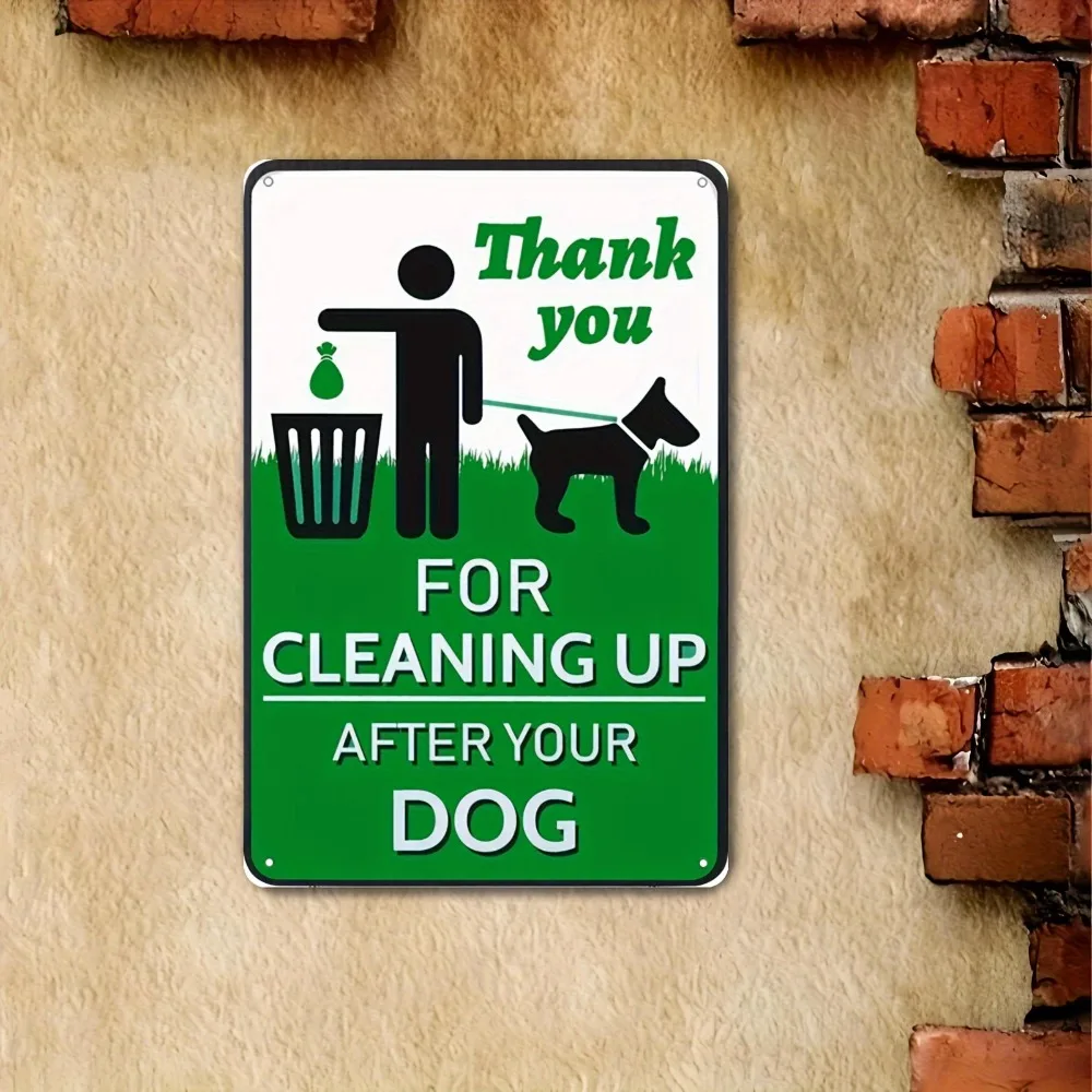 （2D Tin painting）Letrero Metálico Vintage de Hierro Resistente con la Frase 'Limpiar Después del Perro', para Recoger Excreme