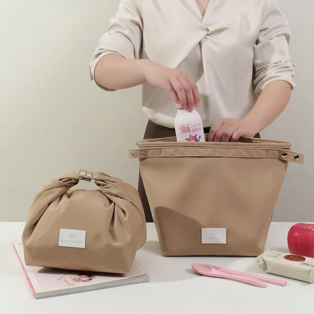 Portable Waterproof Lunch Box Bag Japanese Style Thickened Insulated Lunch Bag Large Capacity Lunch Box Tote Bag Office Workers