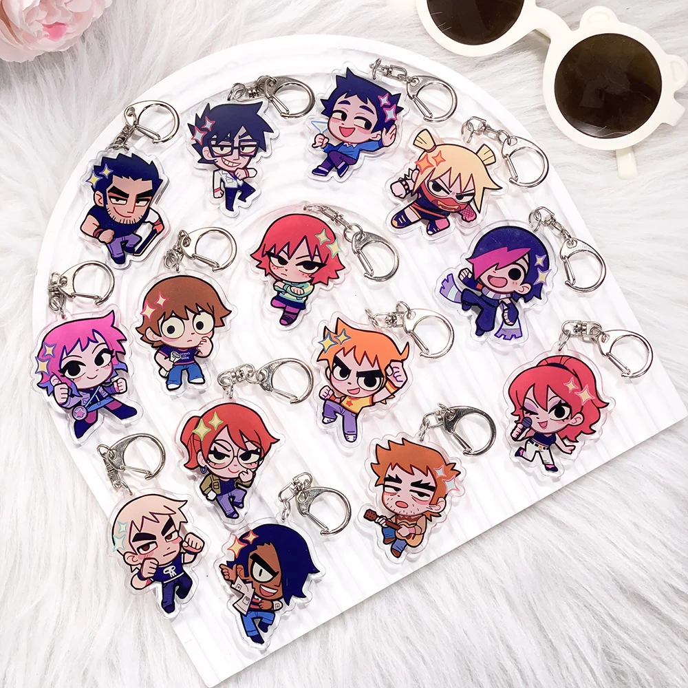 Llavero Acrílico de Dibujos Animados de Scott Pilgrim, 1/14 Piezas, Divertidos Accesorios para Bolsos, Colgante para Mochila, Regalos para Amigos