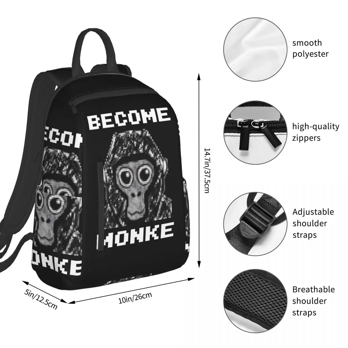 Gorilla Tag Become Monke - Gtag Monkey Backpack Student BookBag Children School Bag Computer Shoulder Bags Boys Girls