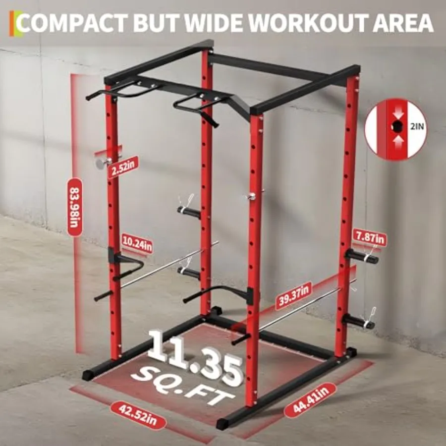 Heavy-Duty Power Cage with Pull-Up Bar 1100LB Ccity Squat Rack for Home Gym Strength Training with Adjustable J-Hooks Safety Ba