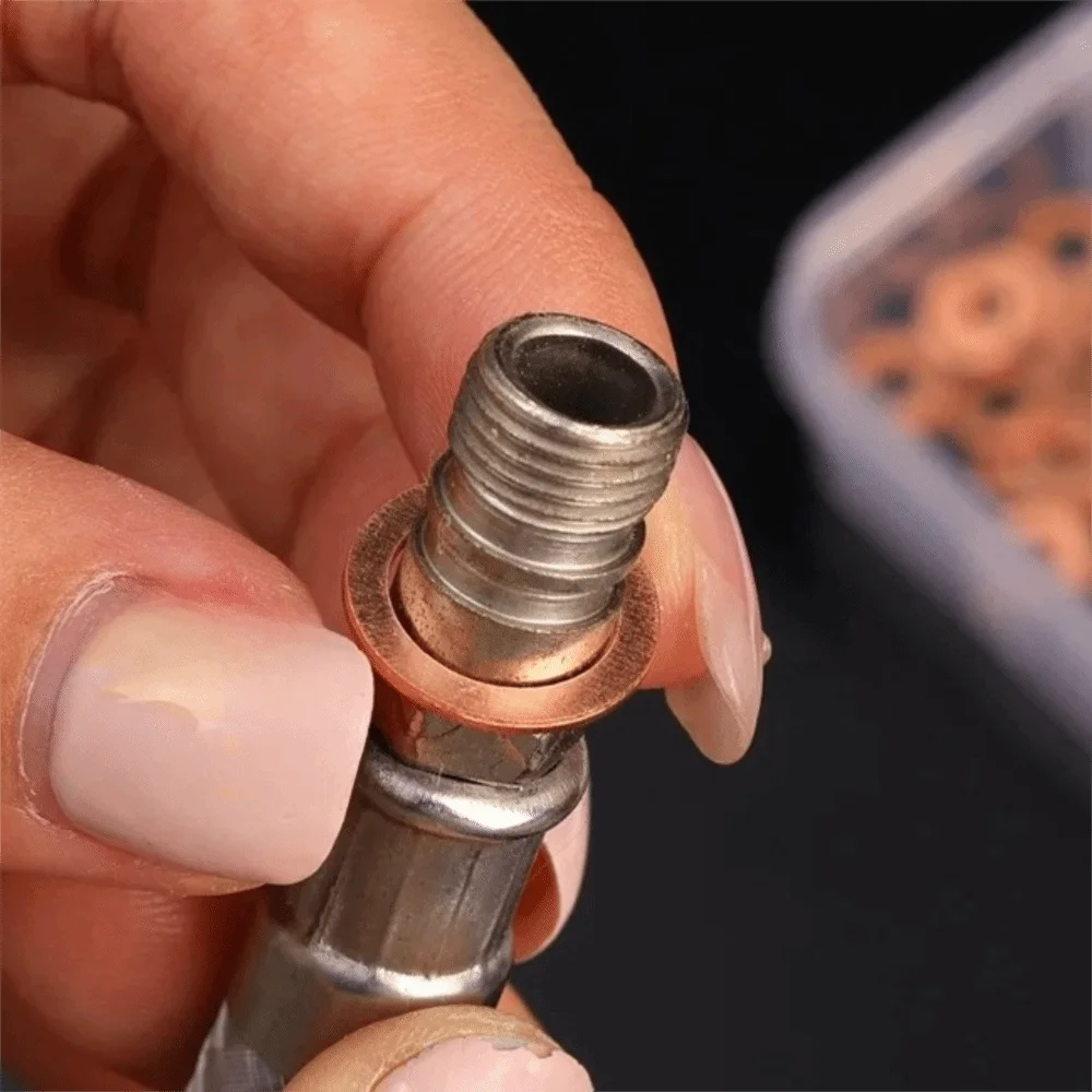 Flat Ring Copper Washer Car Engine Washers M5/M6/M8/M10/M12/M14 Sealing Gasket Solid Gasket Electrapick Seal Ring Tool Boat