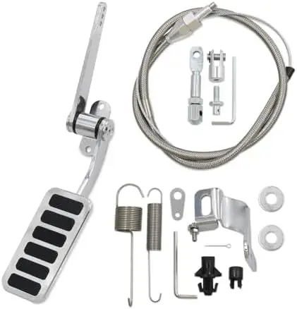 

Universal Polished Aluminum Throttle Pedal with Braided Cable Kit