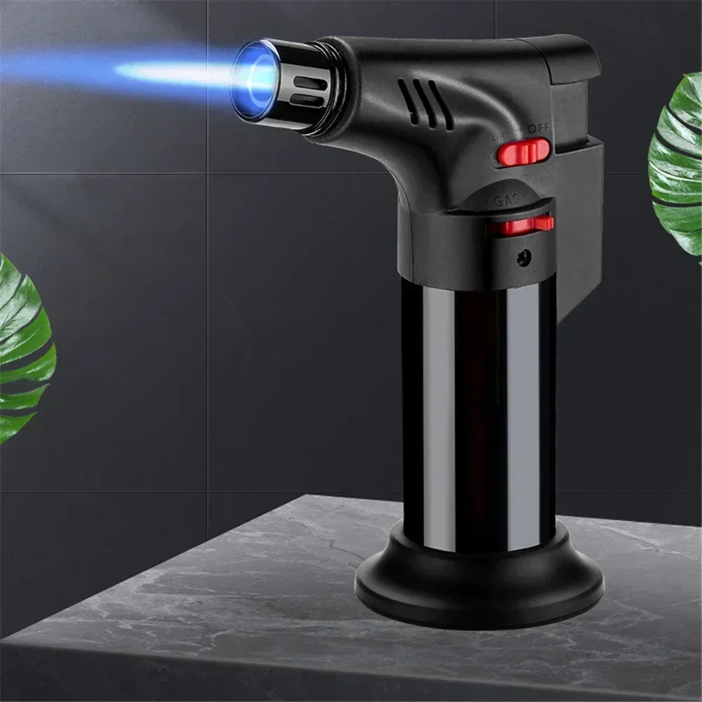 Kitchen 3- Fire Jet Flame Metal Gun 1300°C Welding Torch Windproof Cooking BBQ Inflatable Butane Gas Cigar Lighter Outdoor 2025