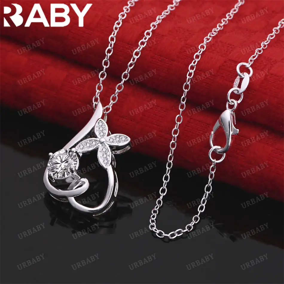 

URBABY 40-75cm 925 Sterling Silver Zircons Pendant Necklace For Women Men Creativity Gifts Street All-match Party And Daily Wear