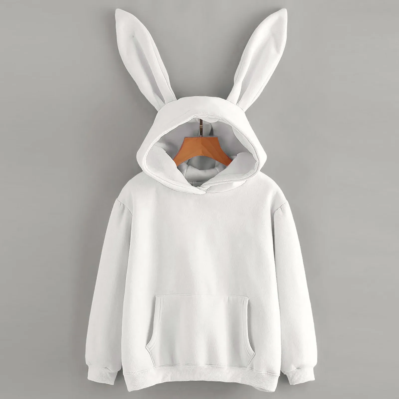 

Kawaii Rabbit Ear Hoodie For Women Solid Loose Pullover Sweatshirt Long Sleeve Tops Blusa Mujer Moda Autumn Women'S Clothing