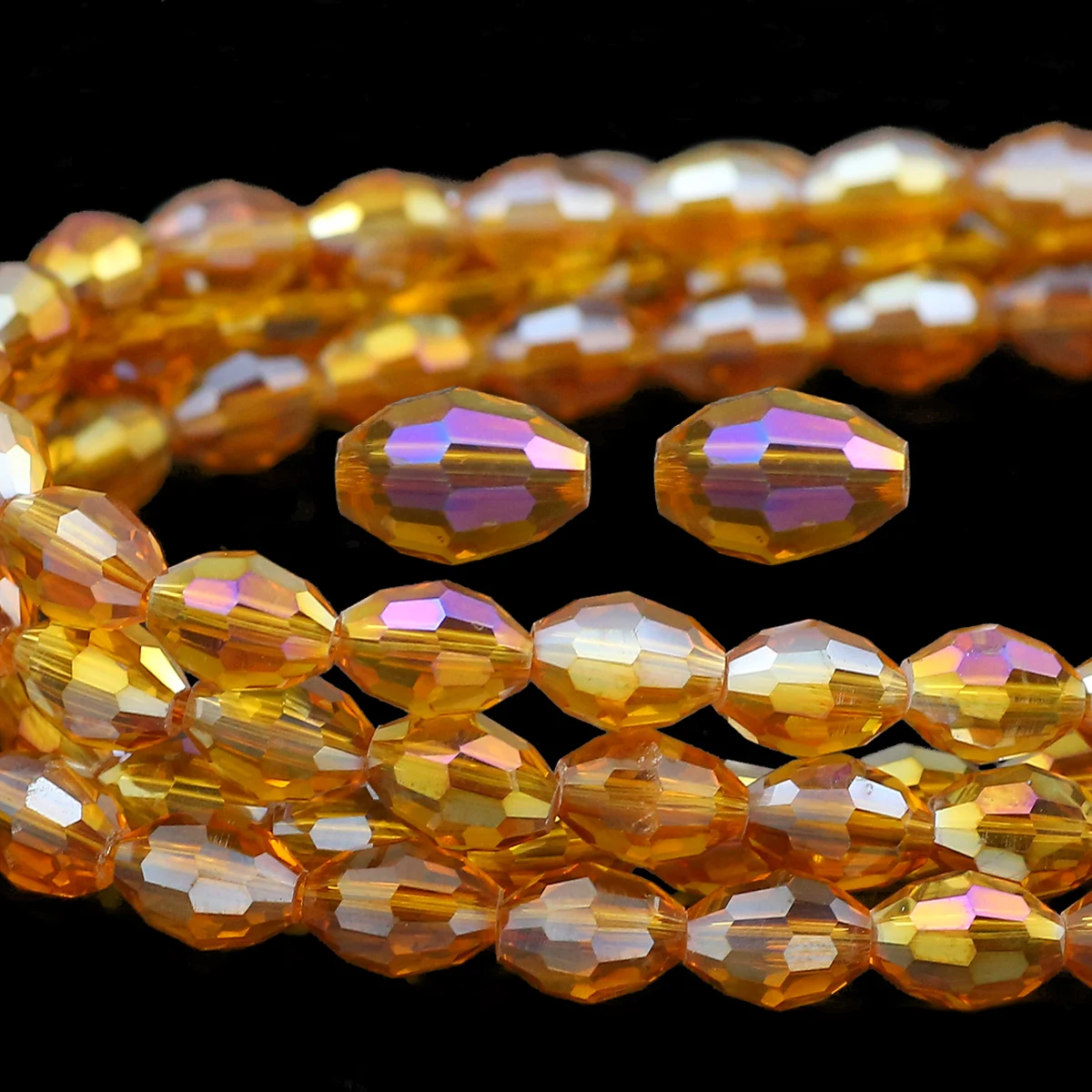 6/8MM Österreichischen Kristall Bernstein AB Farbige Reis Korn Form Facettierte Lose Perlen Für DIY Schmuck Machen charms Armband Zubehör