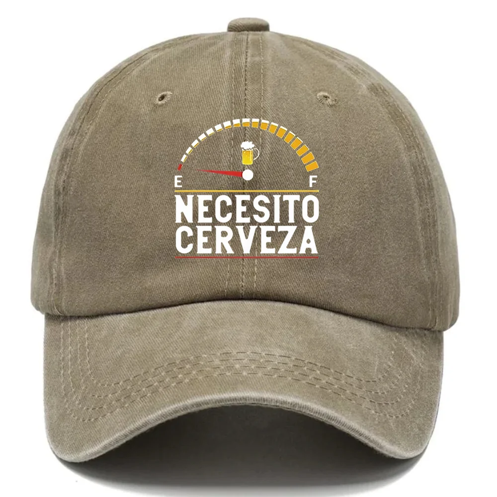 1pc NECESITO CERVEZA Beer Lover's Spanish Phrase Baseball Cap - Adjustable Breathable Unisex Hat with Spanish Beer Design (NECES