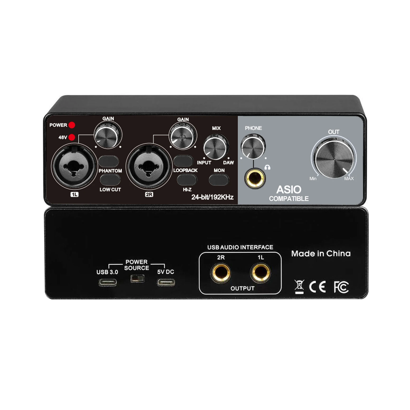 MQ22 Professional ASIO 2-Channel USB Audio Interface Mic Preamplifier Sound Card Low Latency For Live Recording Studio