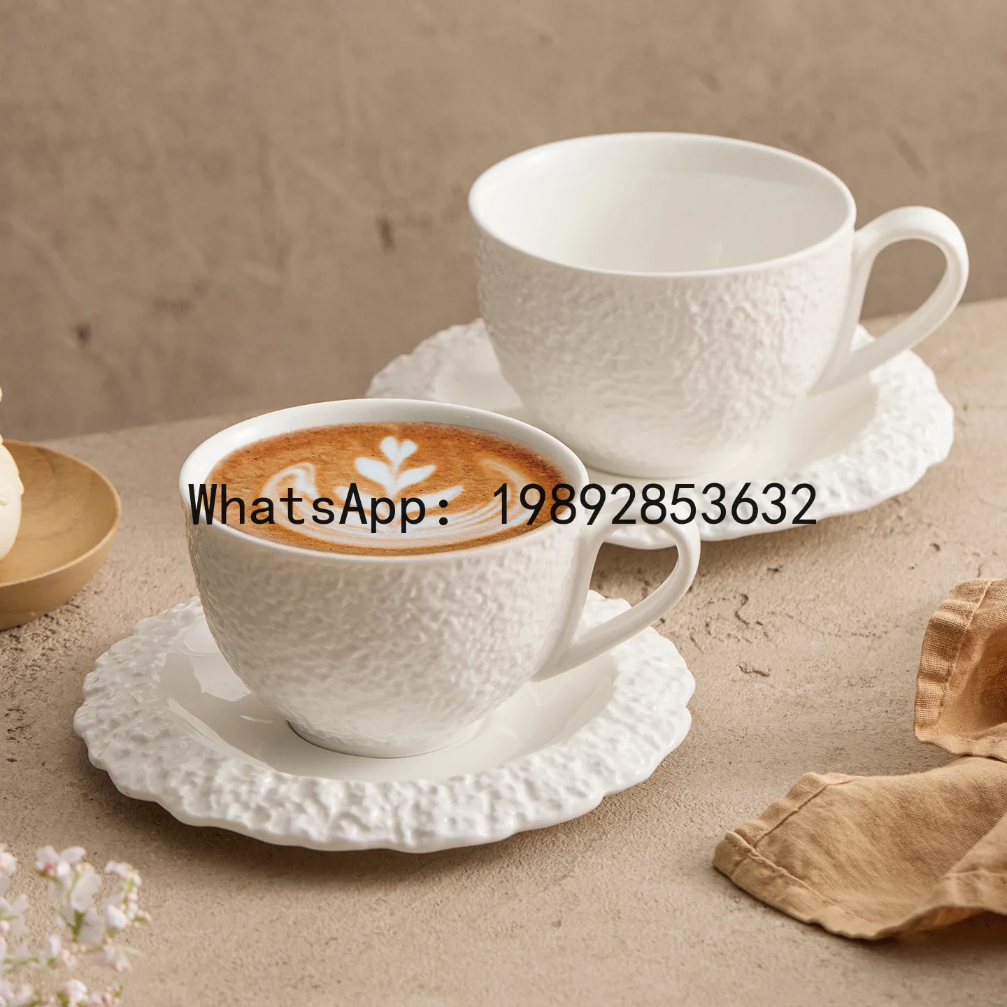 Rock-textured ceramic coffee cup, high-end and exquisite cafe cup and saucer set, perfect for women's personal coffee enjoyment