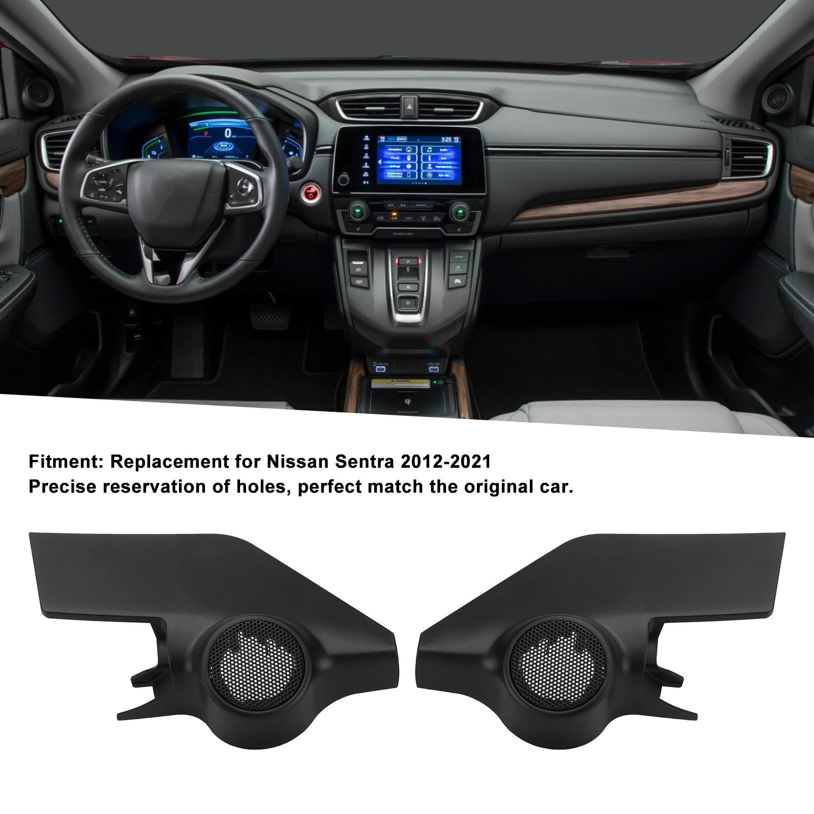 Door Tweeter Cover Black ABS Speaker Trim Replacement for  2012‑2021 Tweeter Speaker Protector Tweeter Speaker Trim