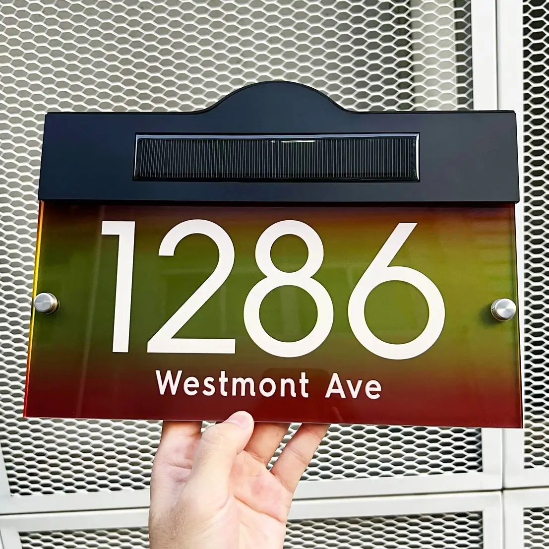 

Индивидуальная солнечная вывеска с номером дома - акриловая входная дверная табличка со светодиодной подсветкой - персонализированная адресная вывеска, дропшиппинг