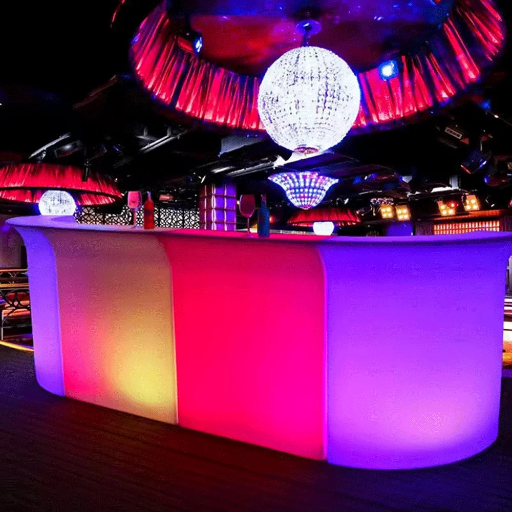 

Commercial Coffee bar Counter Furniture Modern Designs Led Glowing Counter Table Plastic Nightclub bar Restaurant Counter
