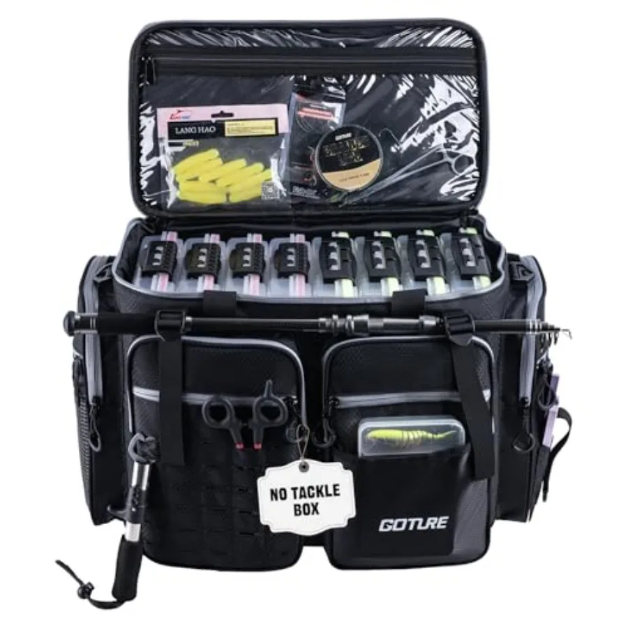 

Большая сумка для снастей 1680D, водонепроницаемая, для хранения снаряжения в соленой воде, большая рыболовная сумка с EVA-дном, вмещает до 8 шт., 3700 плюс 4 шт., 3.