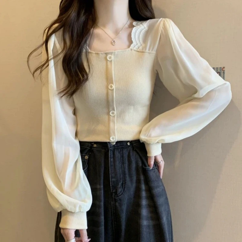 

Корейская контрастная лоскутная блузка с длинным рукавом, женская одежда, новая весенне-осенняя тонкая молодежная уличная повседневная рубашка, модные повседневные топы