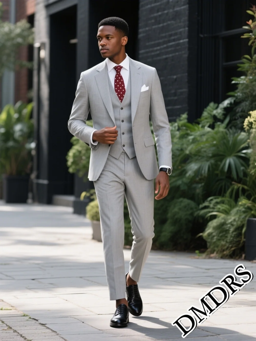 

Stylish Single-Breasted Men's Suit For Wedding & Business Classic Gray Suit Set Formal Men's Brown Jacket, Pants & Vest