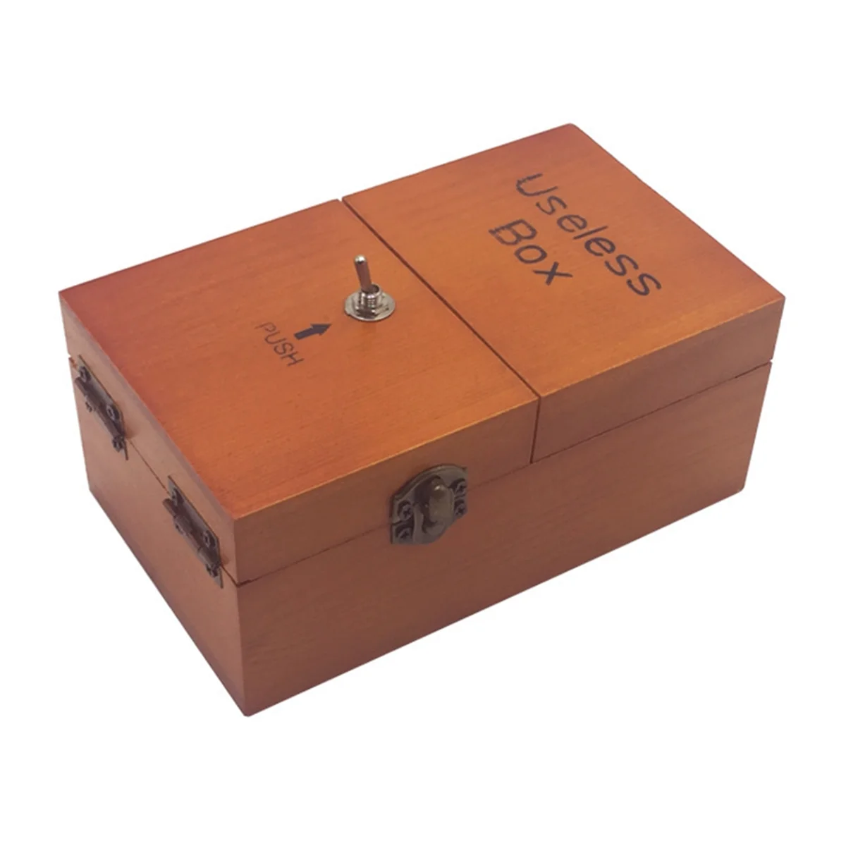 A Useless Box with Surprises Wooden Useless Box Fully Assembled Toy for Adults and Children Dark Wood Color