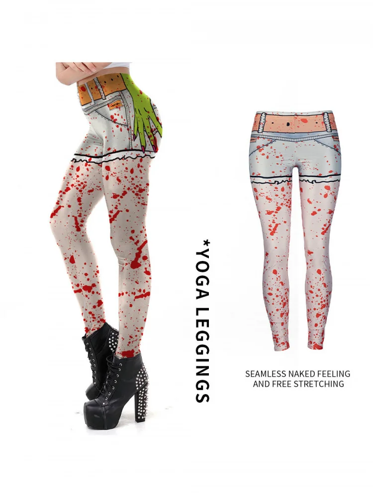 Halloween Horror 3D Digital Print Slim Fit Yoga Pants Women's Base Layer Pants Cosplay Trousers Tight Fitting Leggings