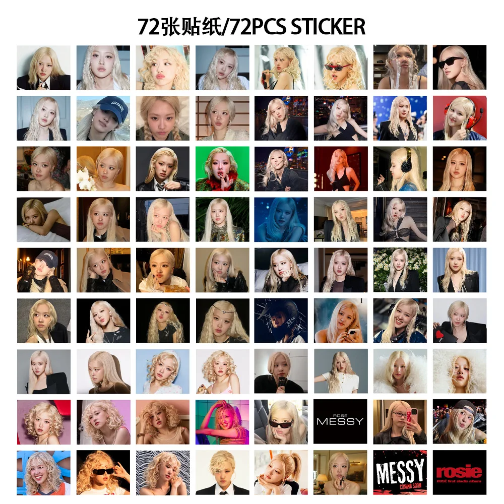 55+72Pcs/Set Kpop New Album Messy Card Stickers ROSE Postcard Photo Print Cards Picture For Fans Collectible Cards