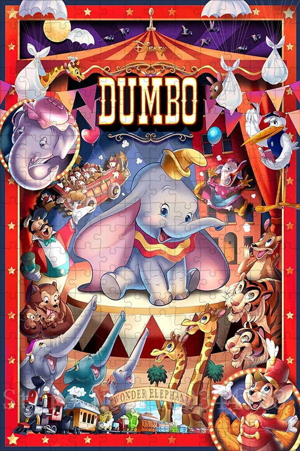 Disney Dumbo Jigsaw Puzzles 35/300/500/1000 Pieces Cartoon Character Collection Art Puzzles for Children Early Education Toys