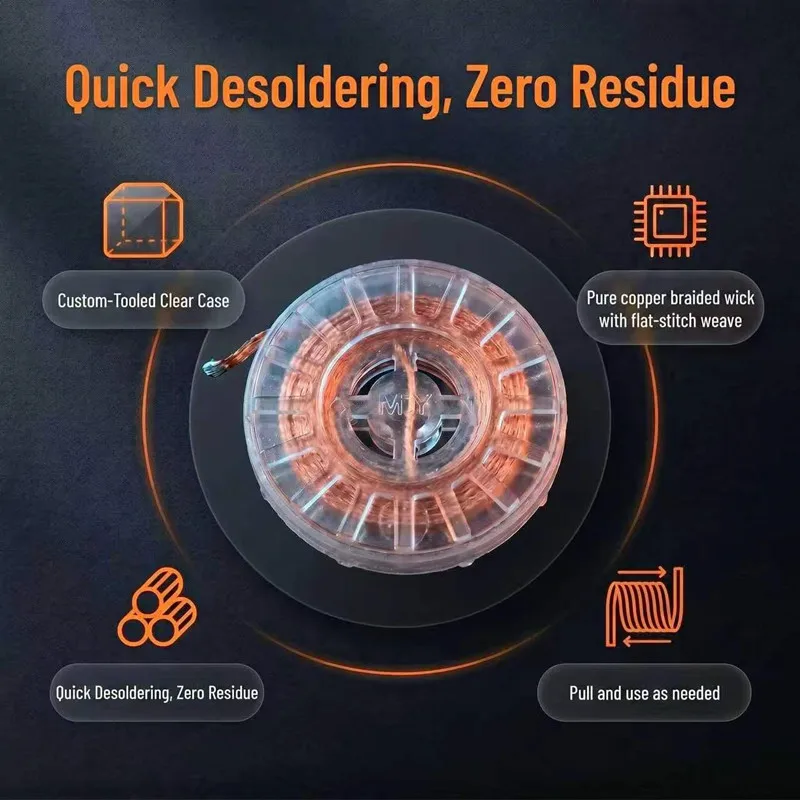 M.Y Mr Yang High Temp Resistant Retractable Desoldering Braid Wick Zero Residue Pure Copper Solder Removal Wire