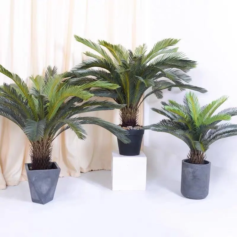 wholesale cheap price high quality artificial cycas revoluta tree plastic sago cycas plants potted bonsai for decor