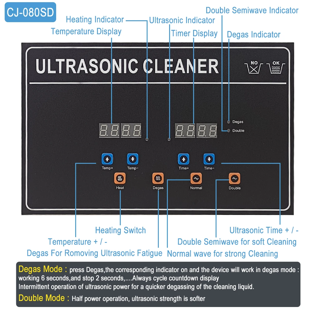 22L Ultrasonic Cleaner with Heater Timer Degas 600w 900w Stainless Steel Ultrasound Cleaning Machine 40KHZ Home Appliance