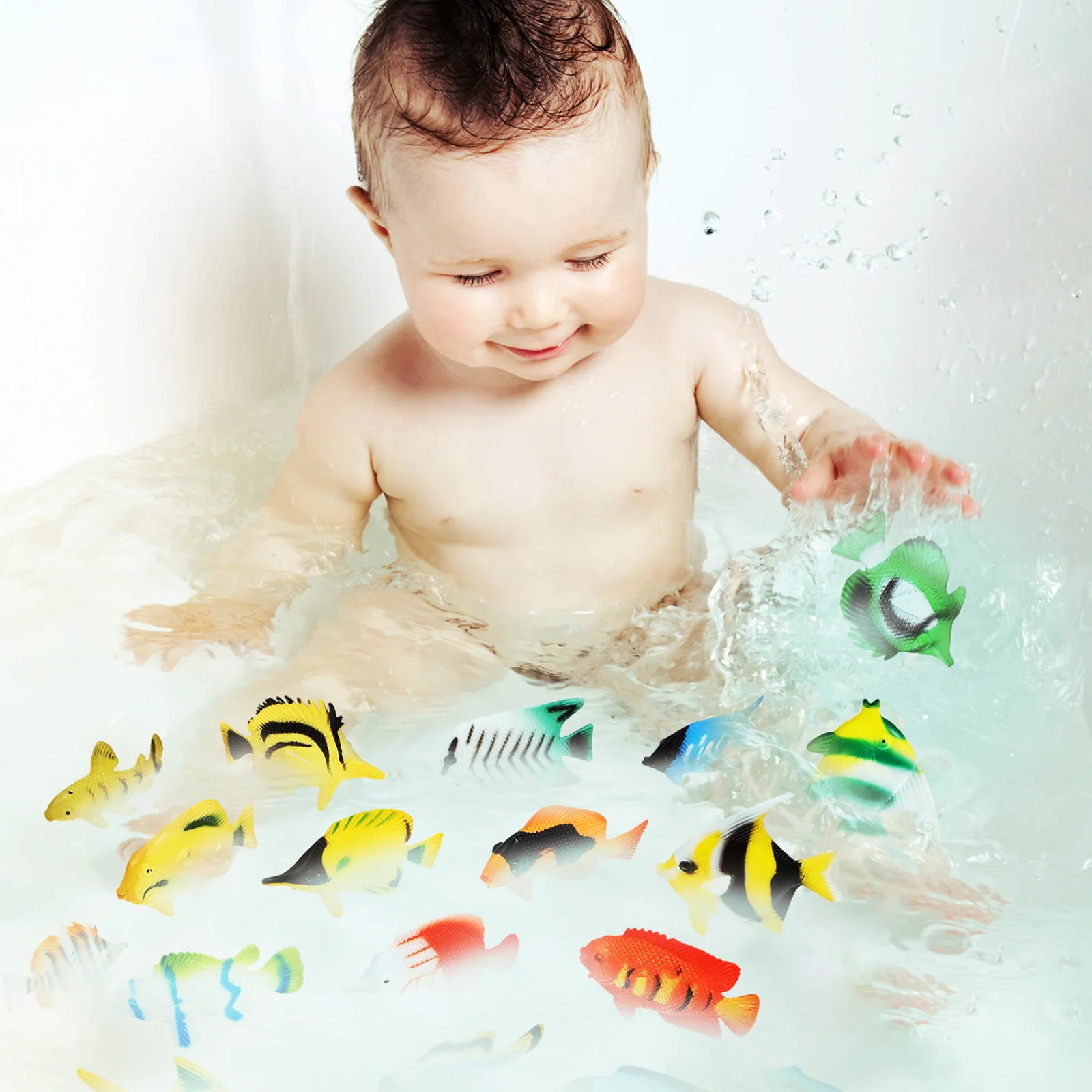 

24 pcs Simulation Educational Tropical Playthings Figures Bath Plastic Fish Playtime Decor Plastic Fish Party Favors
