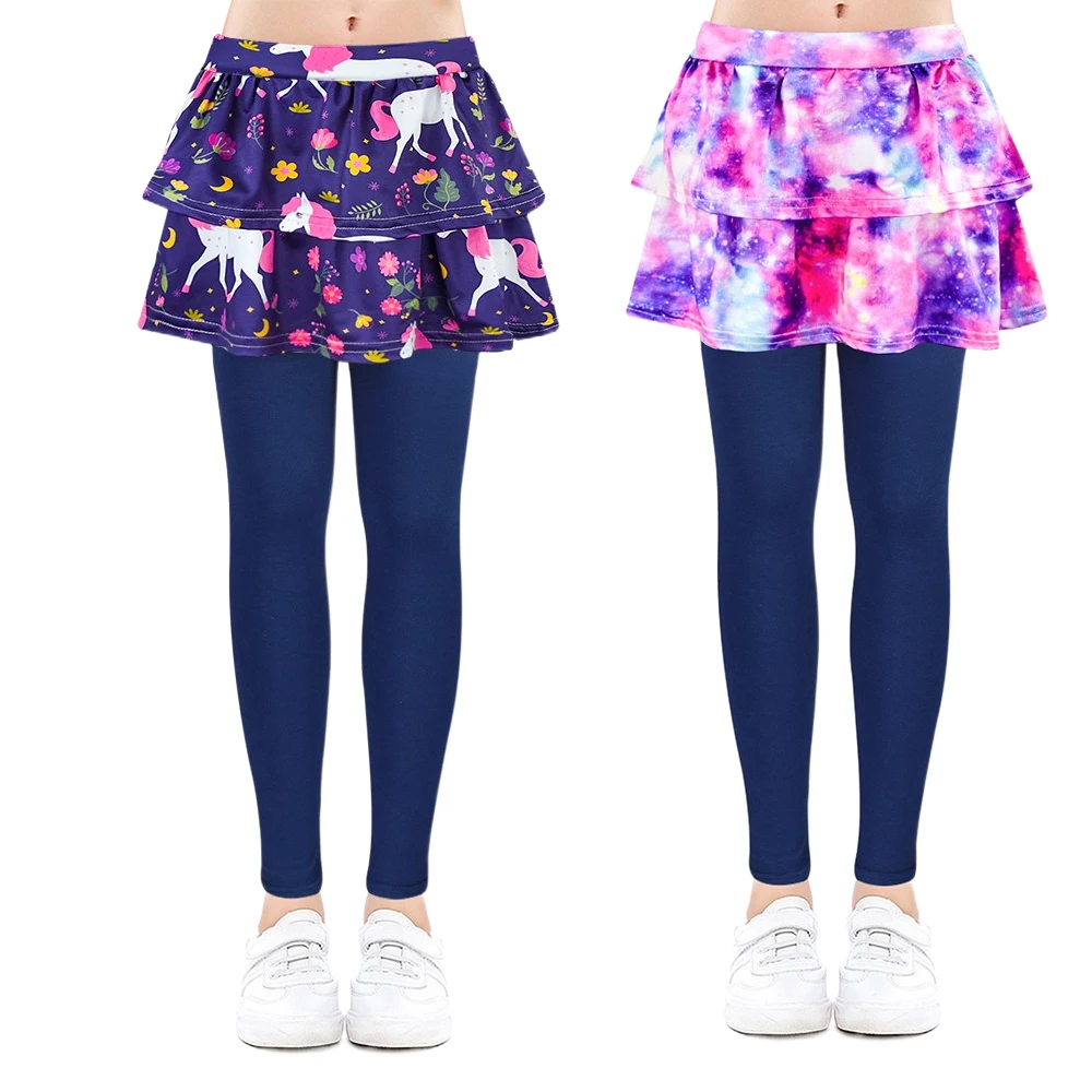 NEW Girls Leggings Skirt Pants for Children Flower Floral Printed Elastic Pencil Pants Trousers Kids Dance Pants Culottes