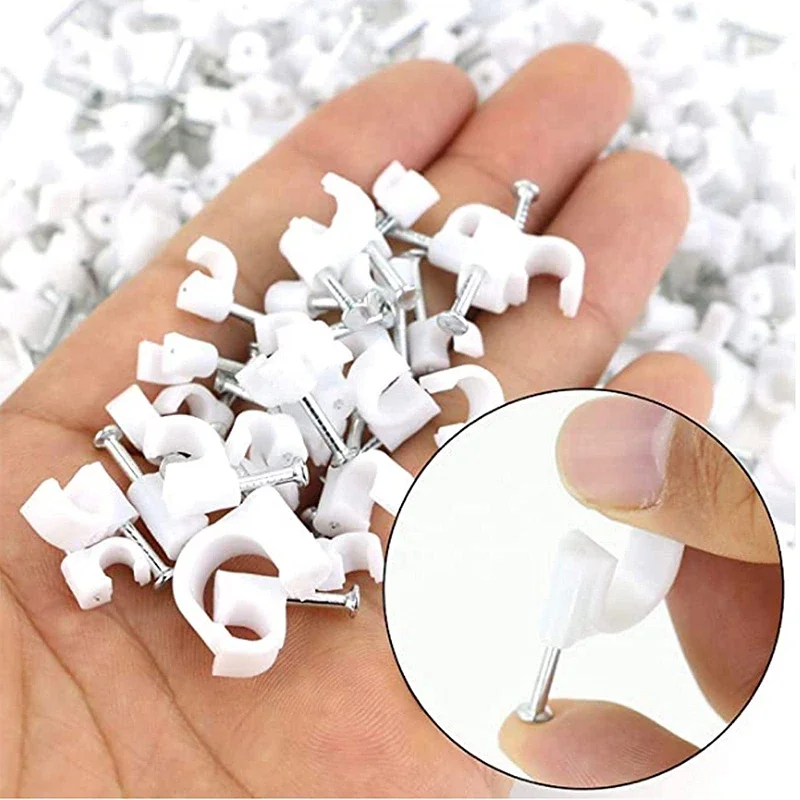 ZEXEF 100 قطعة مقاطع كابلات 6-12 مللي متر مقاطع أسلاك الكابلات مسمار في مقاطع كابل مسامير كابل محوري مسمار المشابك كابل الأظافر لكابل الحبال