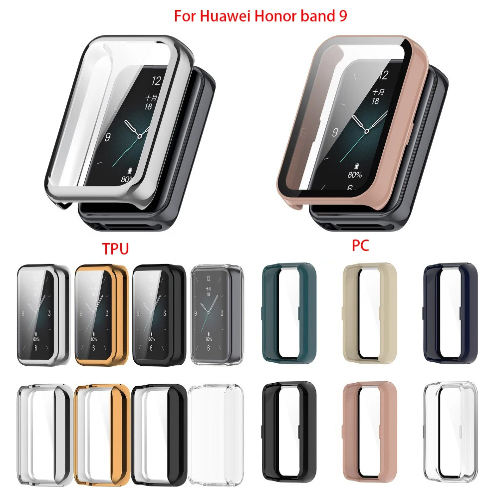 PC tpu Case+Tempered Glass For Huawei Honor band 9 Full Cover Screen Protector Smartwatch Bumper Cleaning cotton