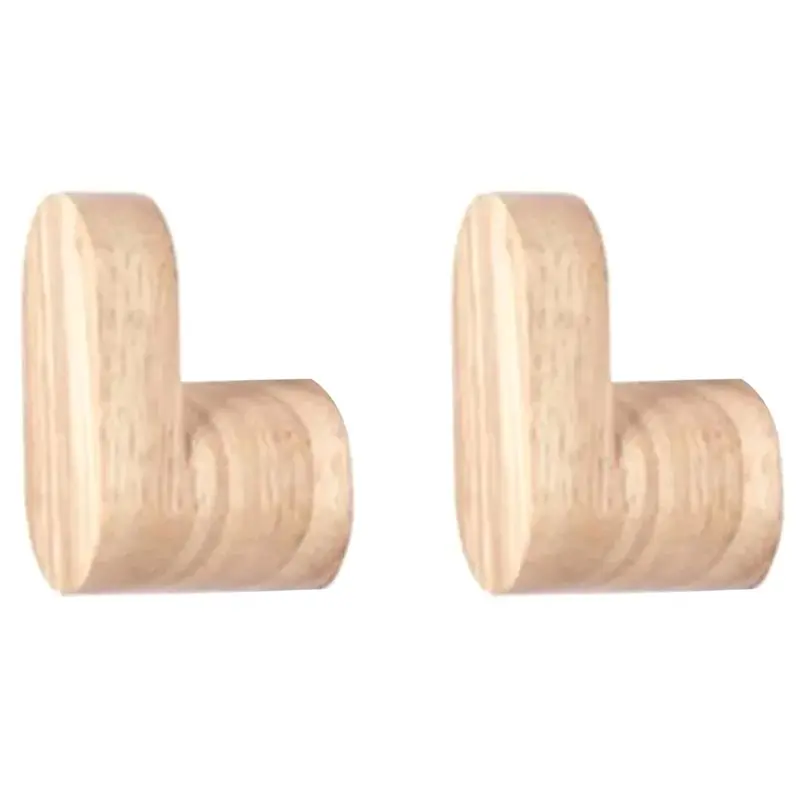 T21C Wood Clothes Hangers 2Pcs Wall Mounted Coat Hook Decorative Key Holder Hat Handbag Storage Hanger Bathroom Rack Hooks