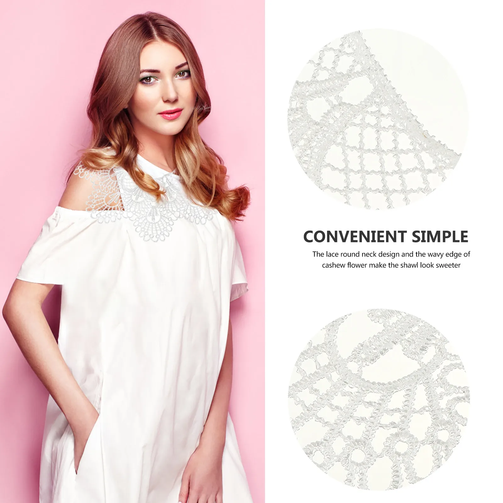 2Pcs Embroidered Lace Neckline Collar Ripple Applique Floral Lace Collar White Lightweight Design for Dress Bridal Skirt Couture