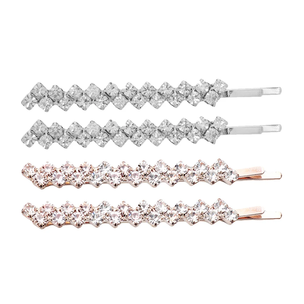 

4pcs Crystal Metal Hair Clips Rhinestones Decorative Bobby Pins For Women Girls Wedding Party Hair Styling Tools Sparkle Bangs