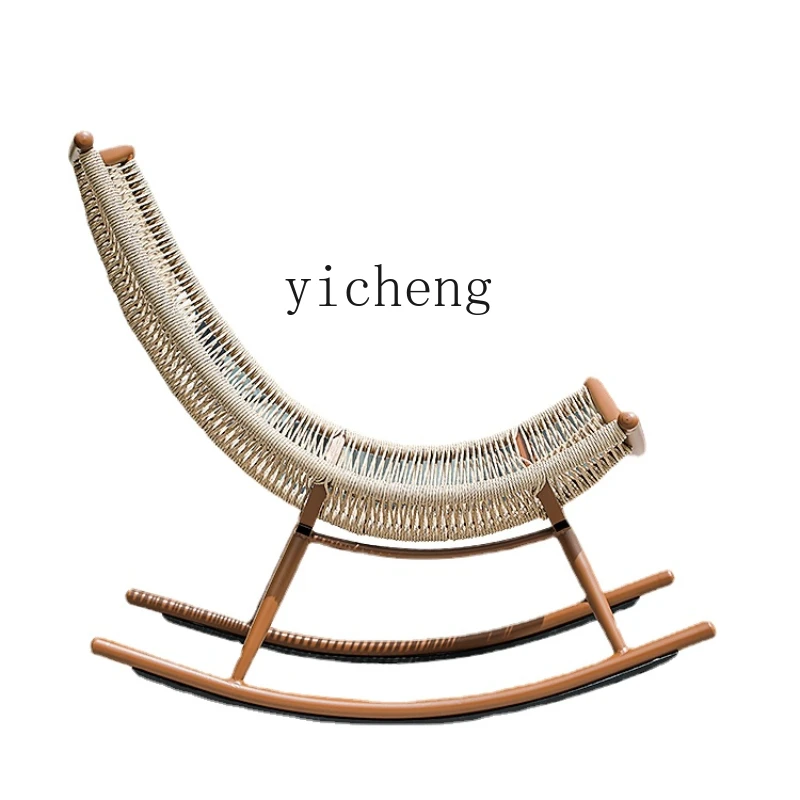 ZC Outdoor Rocking Chair Balcony Leisure Chair Recliner Home Adult Lazy Rocking Chair Single Rattan Chair