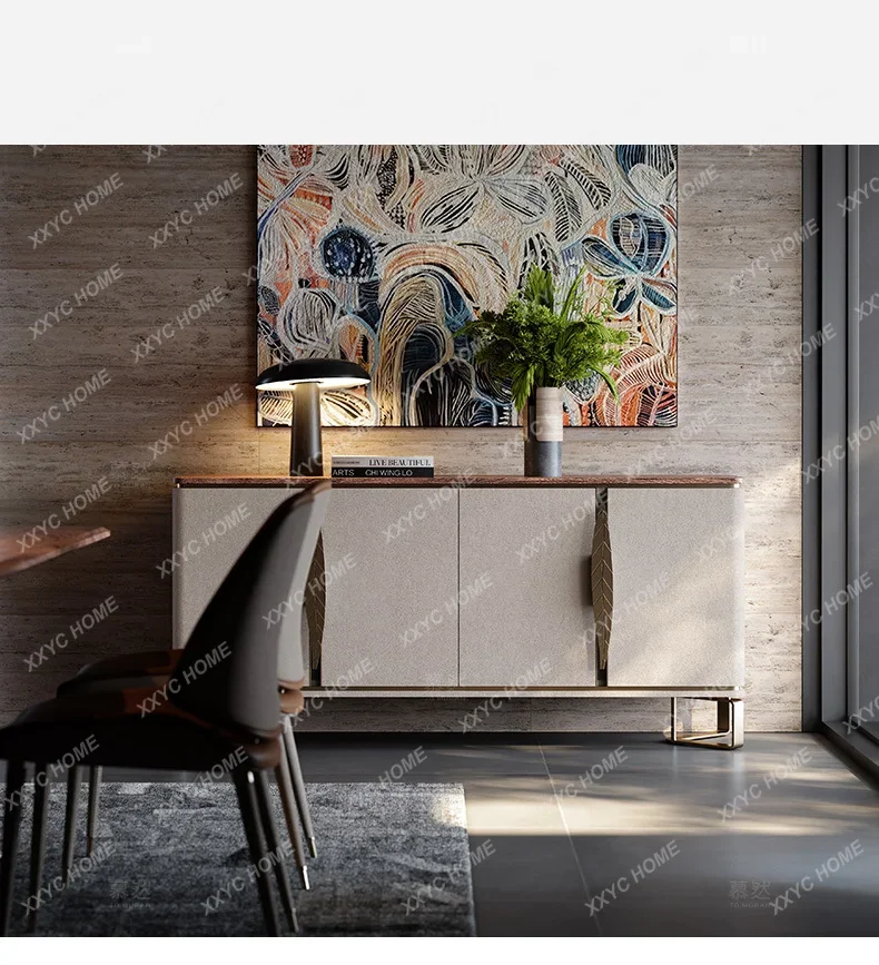 simple side cabinet, the whole house is matched with the entrance light luxury walnut leaf series side cabinet
