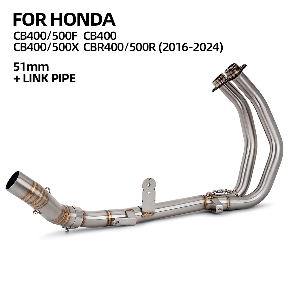 

For CB500X CBR500R CB500F CBR400R CB400 CB400X CB400F Motorcycle Exhaust Front Mid Link Tube Modify 51mm Interface Pipe
