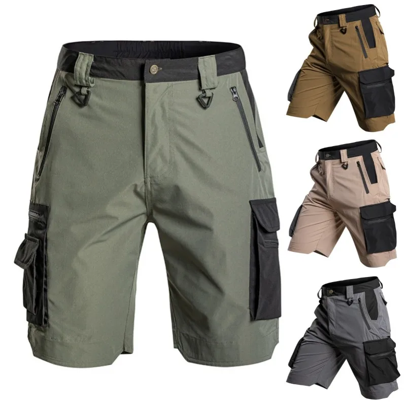 Summer Quick Dry Tactical Cargo Shorts for Men Casual Shorts Multi Zipper Pockets Hiking Cycling Outdoor Work Wear Half Pants