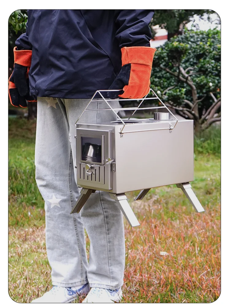 

Портативная складная дровяная печь CLS для кемпинга с вторичным сжиганием, разборная, для зимнего кемпинга