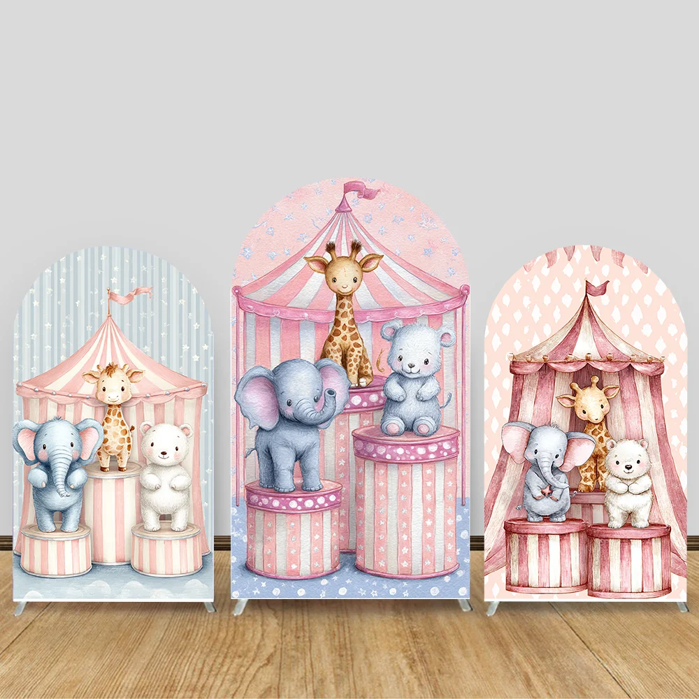 

Circus Decoration Arch Backdrop Smash Cake Carnival Theme Birthday Party Tent Photo Background for Photography Newborn Props