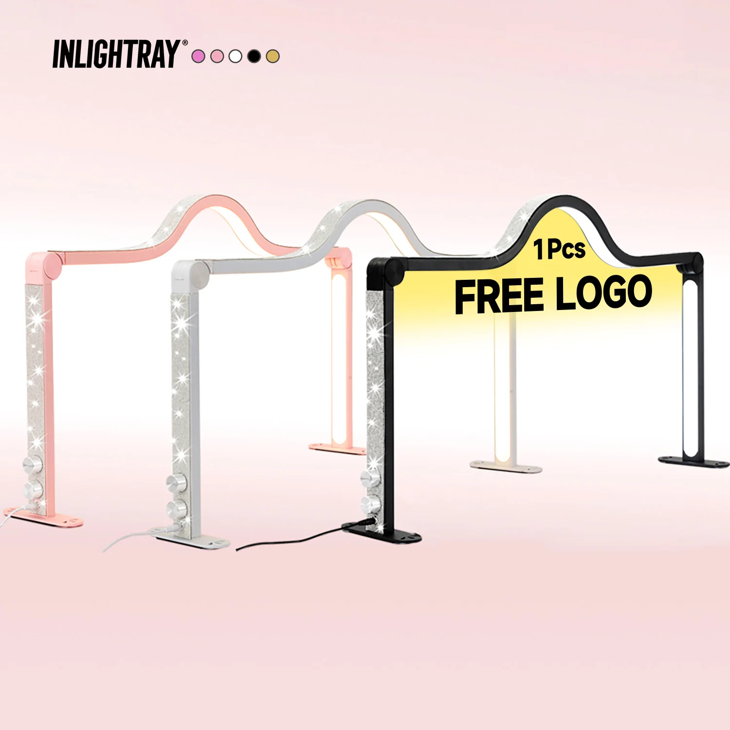 Custom LOGO 35inch 48W Half Moon Nail LED Nail Beauty Lamp Tattoo Eyelash Extension Foldable Desk Table Light Dimming for Salon